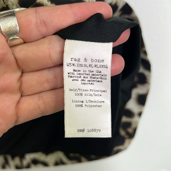 Rag & Bone - Leopard Brown & Creme Print 100% Silk 3/4 Sleeve Lined Dress SZ 4 - Picture 7 of 15